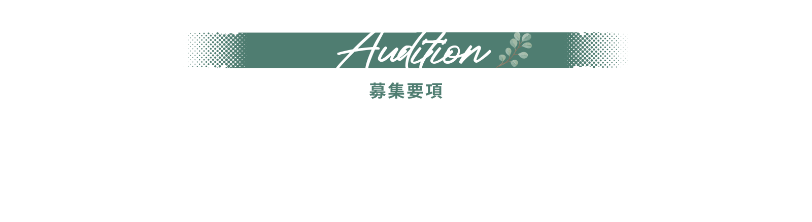 Audition 募集要項