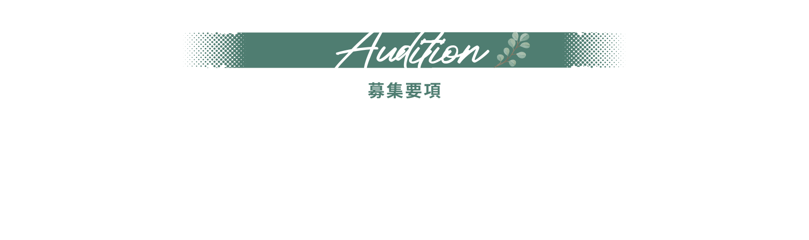 Audition 募集要項
